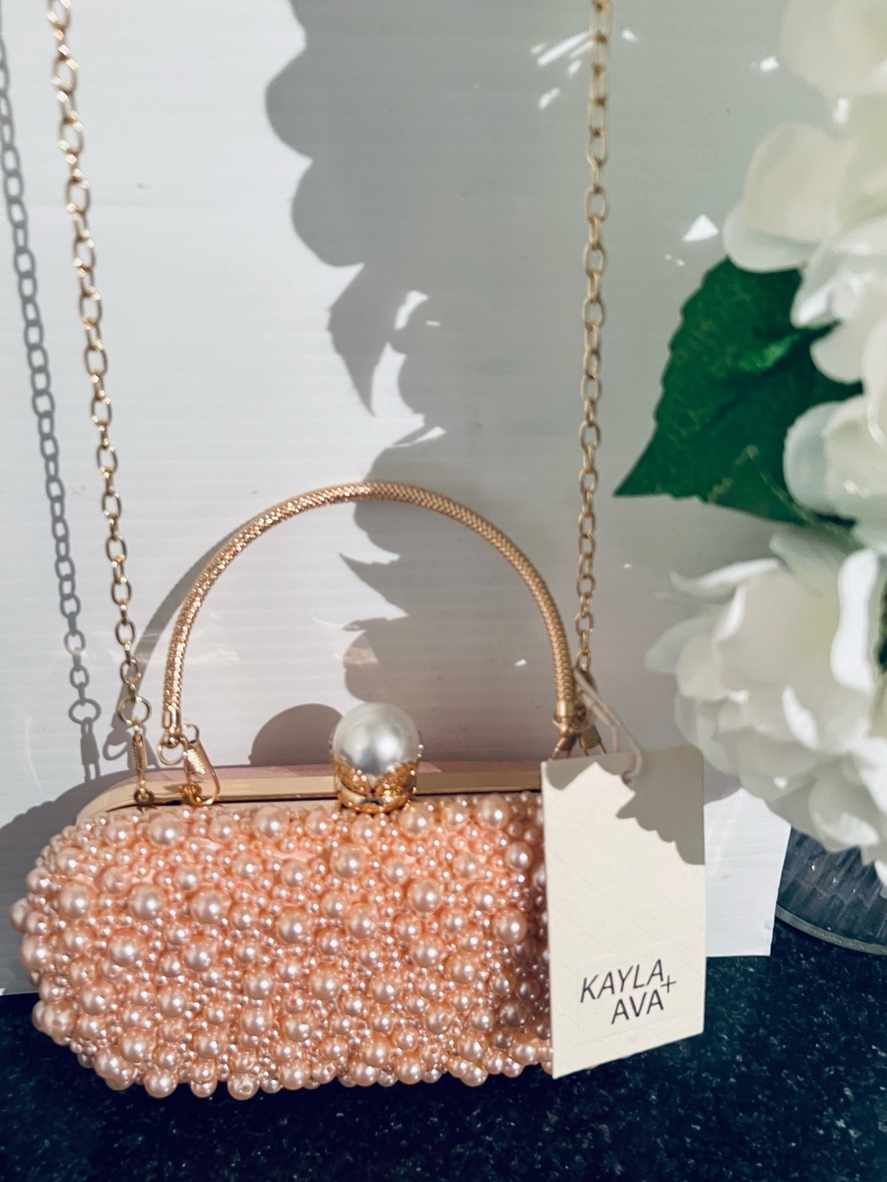Pearl-Embellished 3-Way Purse Clutch,Crossbody, Handbag NWT - Picture 3 of 7
